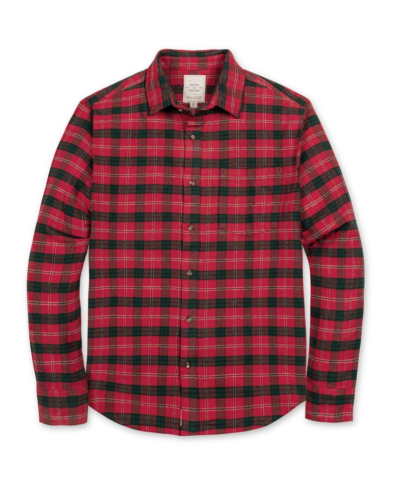 Men's Hope and Henry Organic Long Sleeve Flannel Button Down Shirt