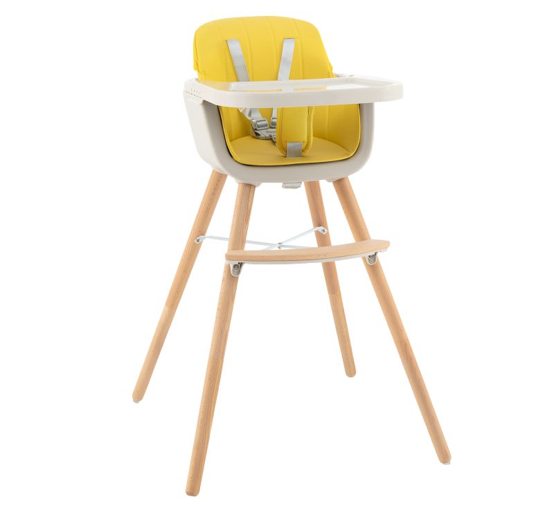 3 in 1 Convertible Wooden High Chair with Soft Cushion for Babies