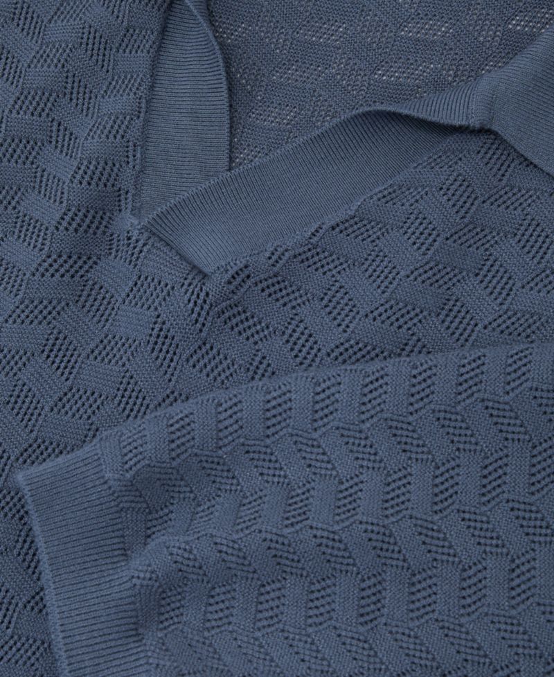 Men's Sol Open Collar Textured Polo Shirt