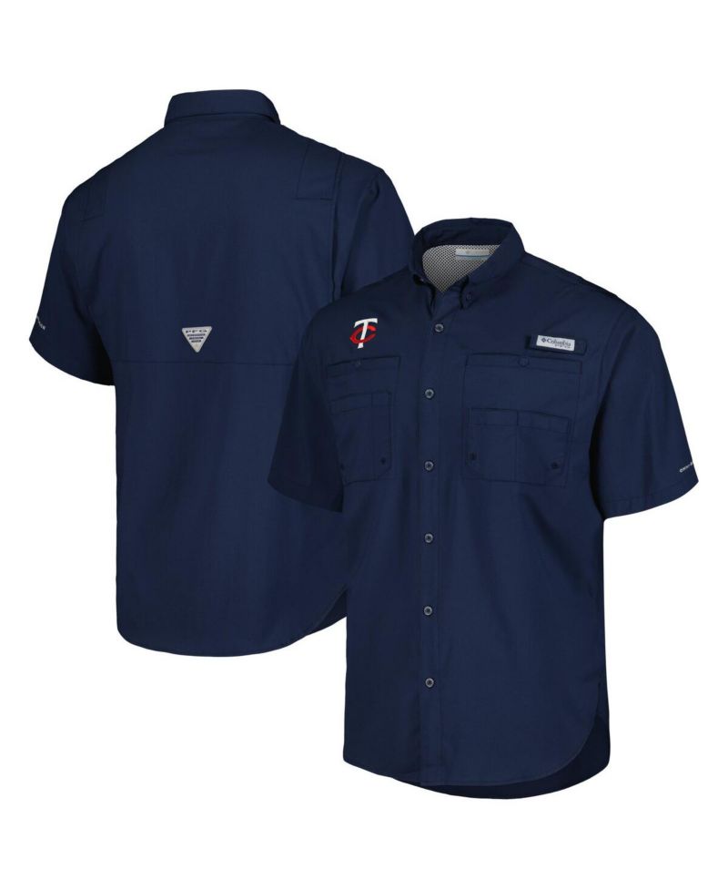 Men's Navy Minnesota Twins Tamiami Omni-Shade Button-Down Shirt