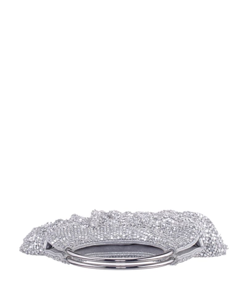 3-Tiered Crystal Mesh Ruffle Pouch Bag
