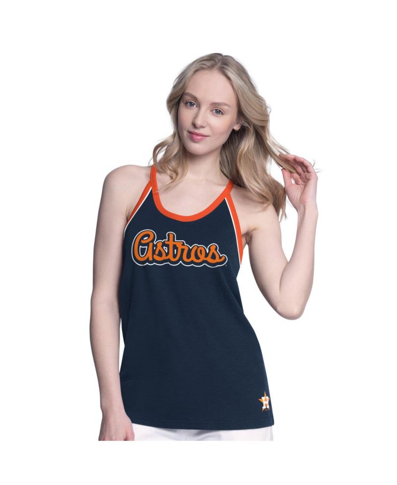 Women's Navy Houston Astros Curveball Racerback Tank Top
