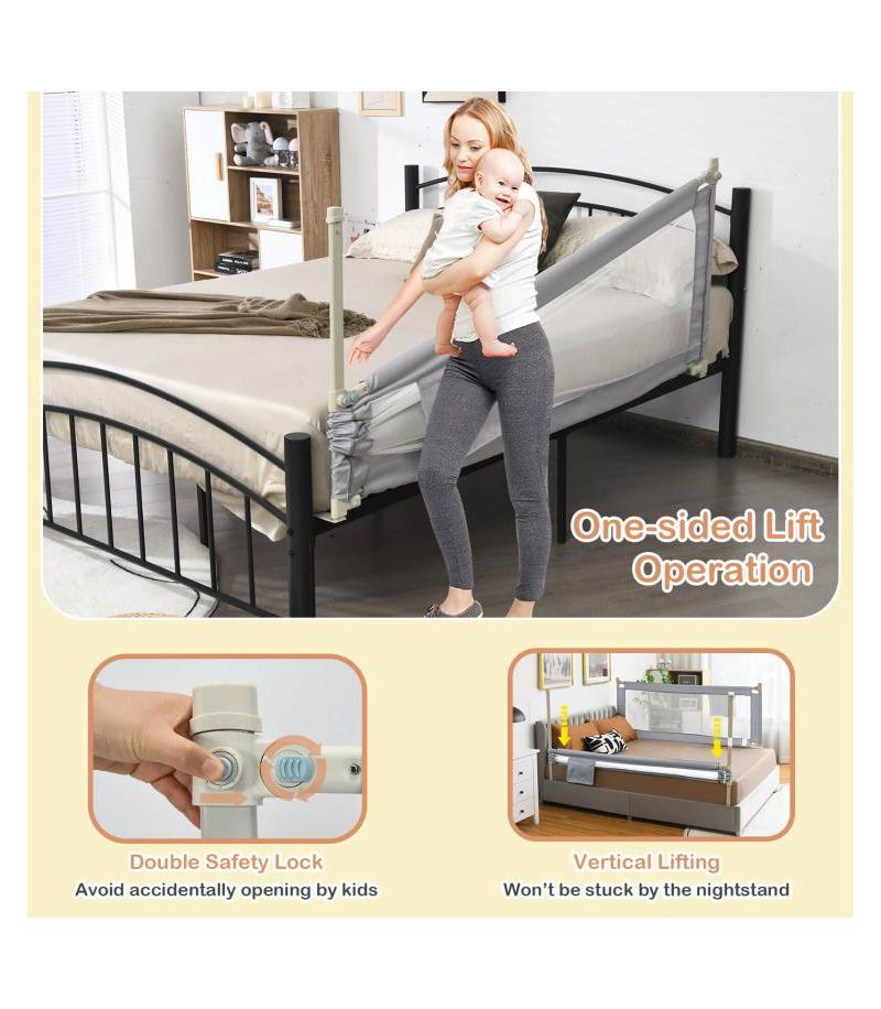 Baby Bed Guardrail with Double Lock for Secure Toddler Sleep Support