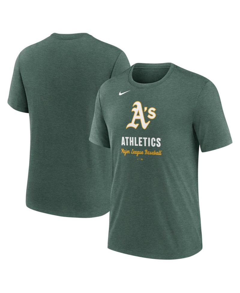 Men's Heather Green Athletics Logo Tri-Blend T-Shirt