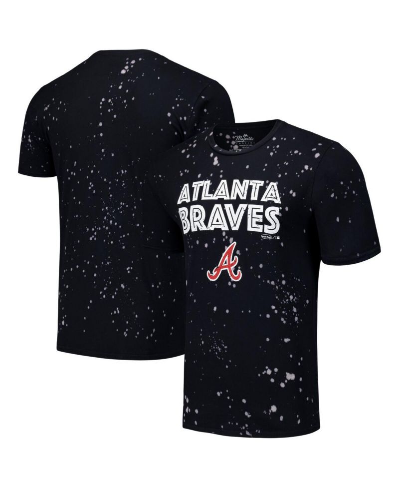 Men's Black/White Atlanta Braves Splatter T-Shirt