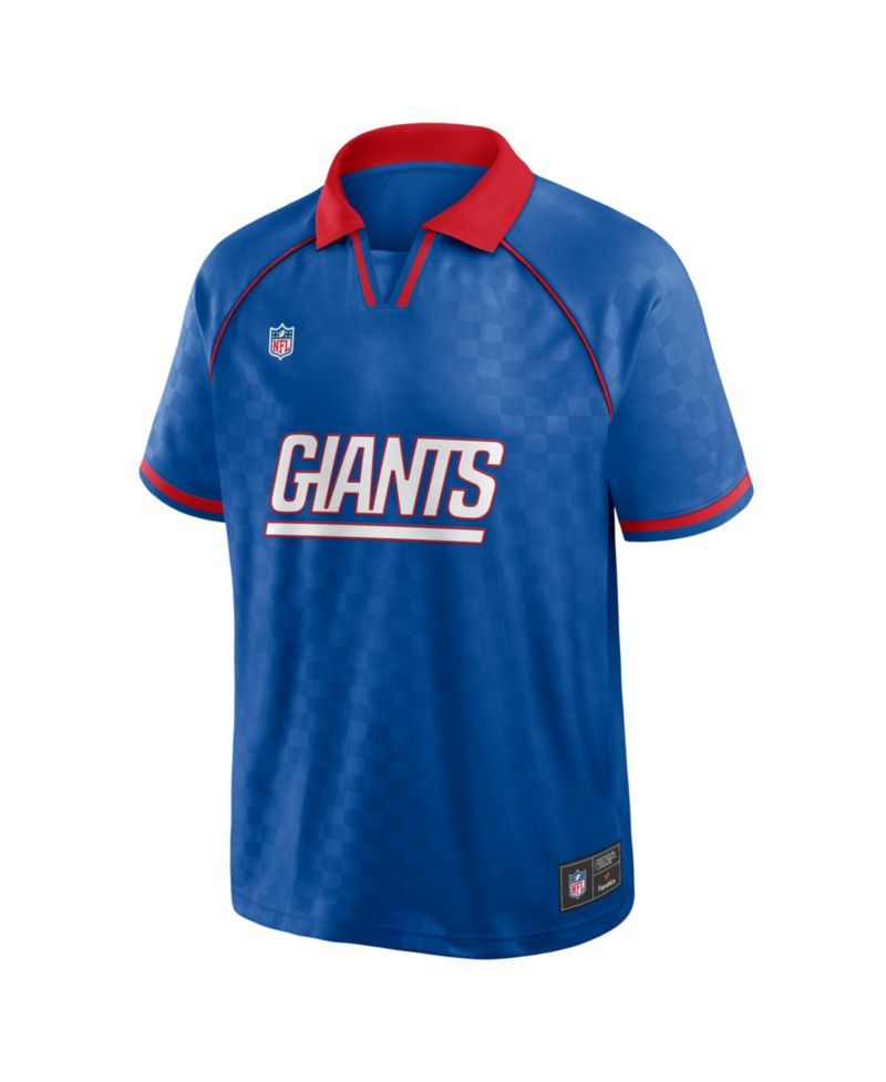 Men's Royal/Red New York Giants Homerun Raglan V-Neck Polo Shirt