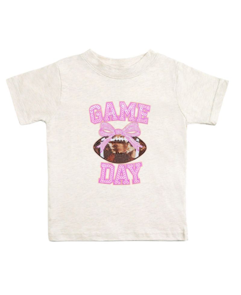 Big Girls Game Day Sequin Patch Short Sleeve T-Shirt