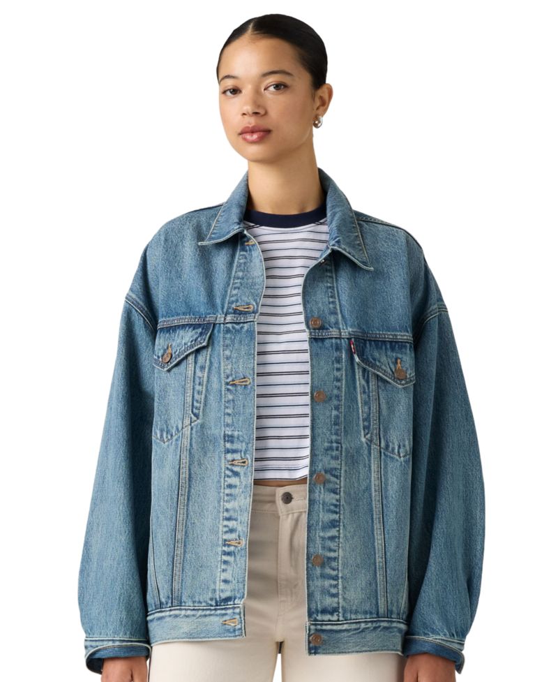 Women's Trucker Denim Oversized-Fit Jacket