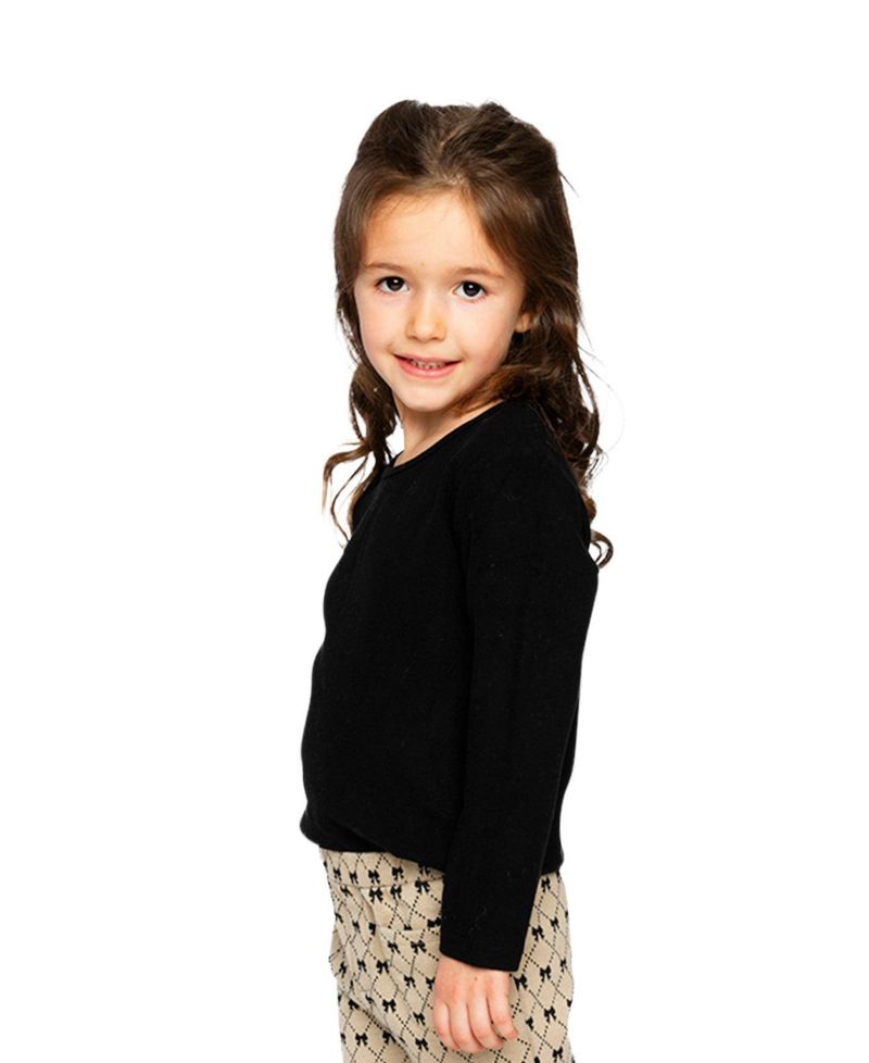 Little and Big Girl 6- 14 Brushed Rib Crew Neck Top