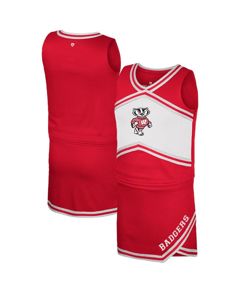 Big Girls 2-Piece Red Wisconsin Badgers Cheerleader Top and Skirt Set