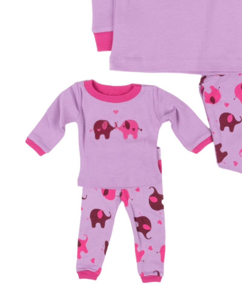 Toddler Girls Matching Doll Snug-Fit Cotton Long Sleeve All-Over Animal Print Pajamas