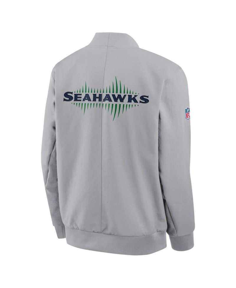 Men's Wolf Gray Seattle Seahawks 2025 Rivalries Collection Sideline Full-Zip Bomber Jacket