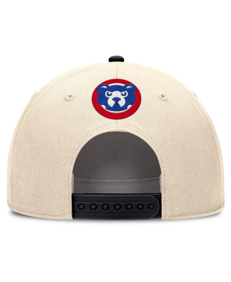 Men's Natural/Black Chicago Cubs Cooperstown Collection Rise Adjustable Hat