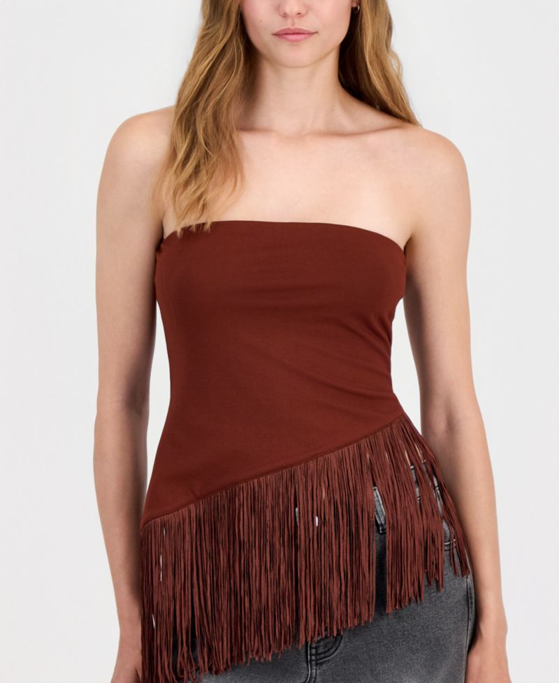 Women's Asymmetrical Fringe-Hem Top