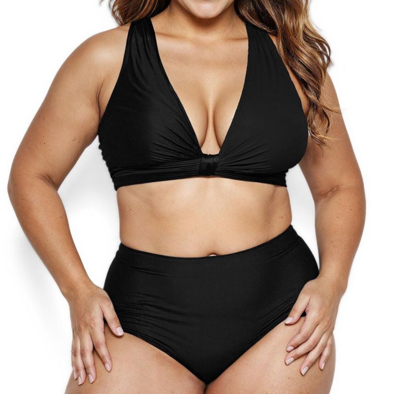 Plus Size Emery 2-Piece Wrap Style Swim Set With Reversible Top and High-Waisted Bottom