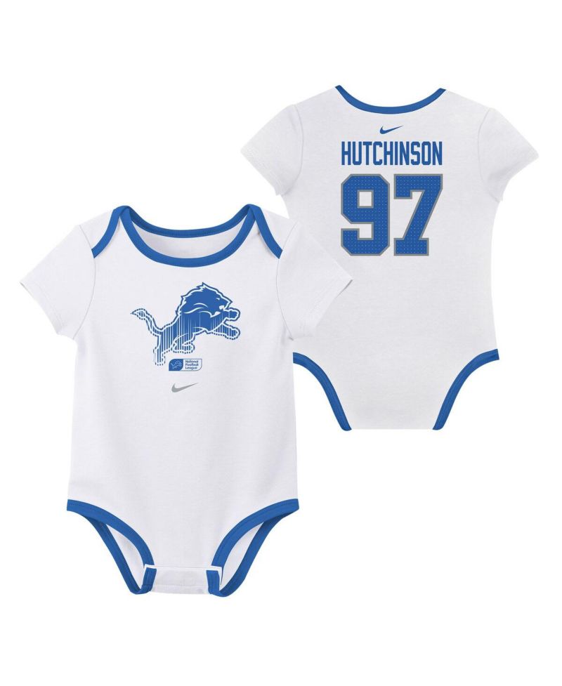 Baby Boys and Girls Aidan Hutchinson Detroit Lions Name & Number 3-Pack Bodysuit Set