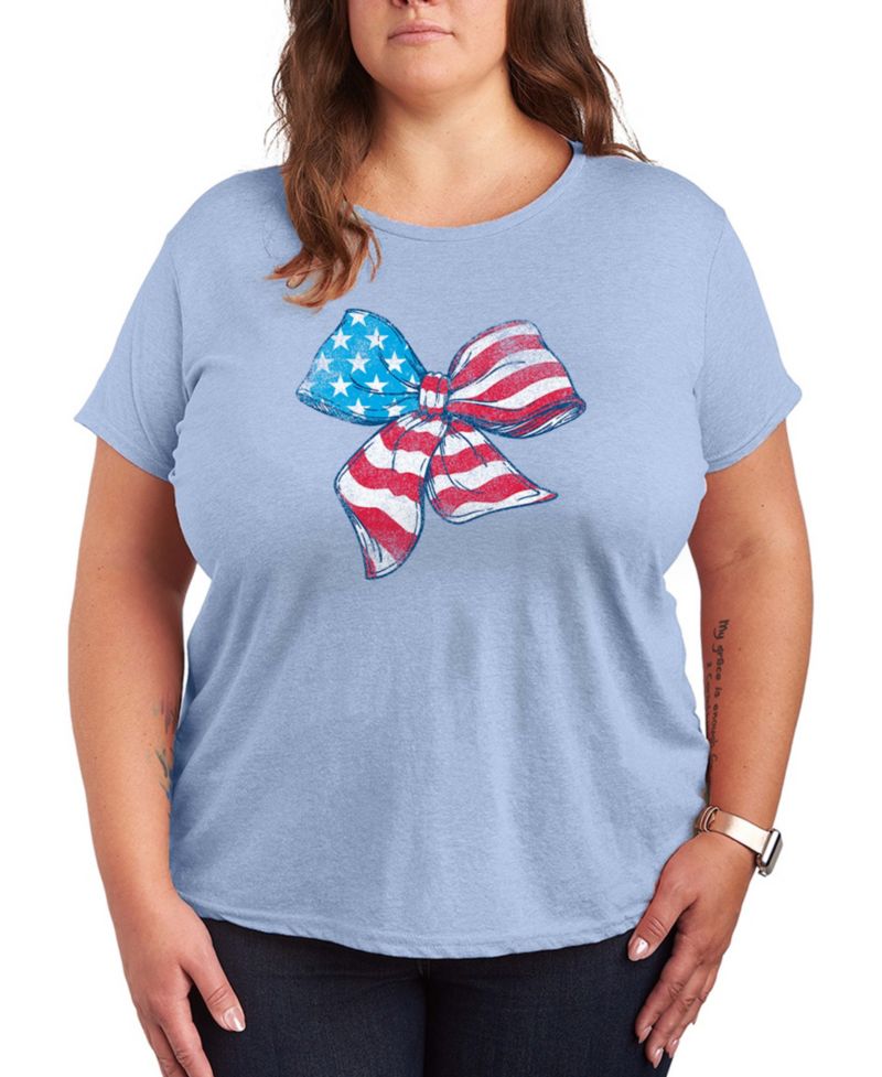Women's Instant Message American Flag Bow Graphic Crewneck T-Shirt
