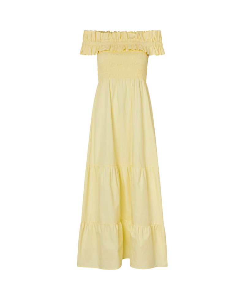 Women's Capri Bardot Tiered Smocked-Bodice Dress