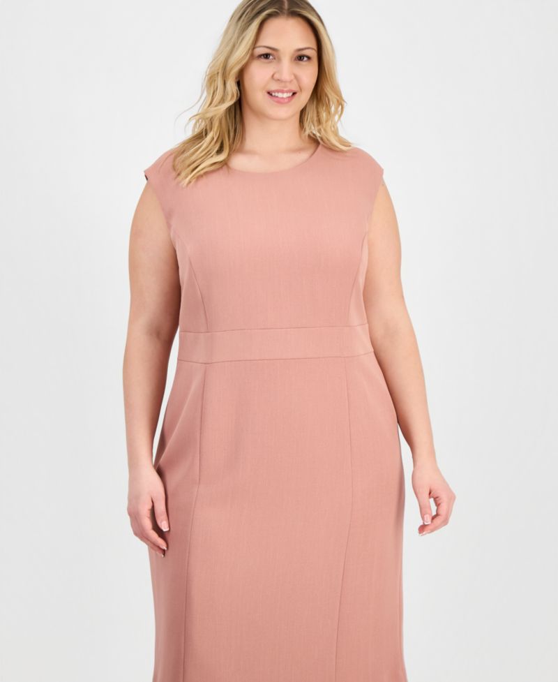 Plus Size Extended Cap Sleeve Sheath Dress
