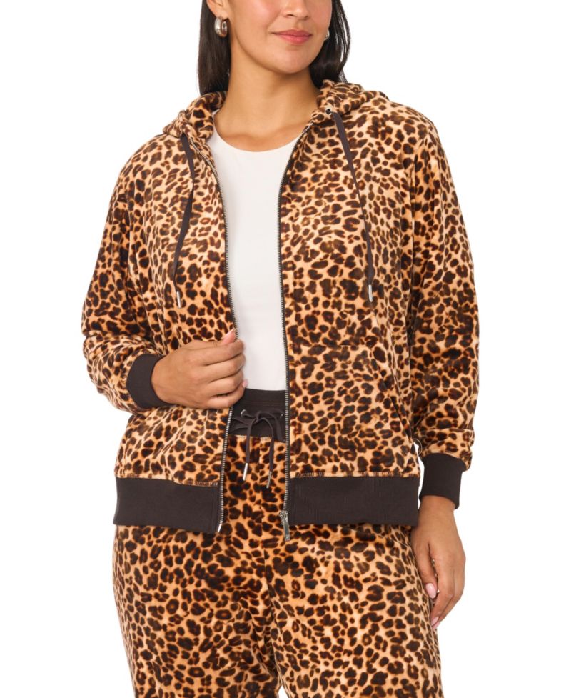 Plus Size Leopard-Print Full-Zip Hoodie