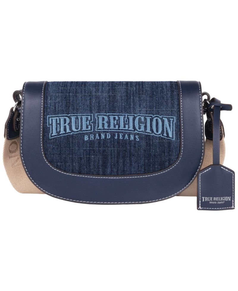 Dark Denim Logo Saddle Bag