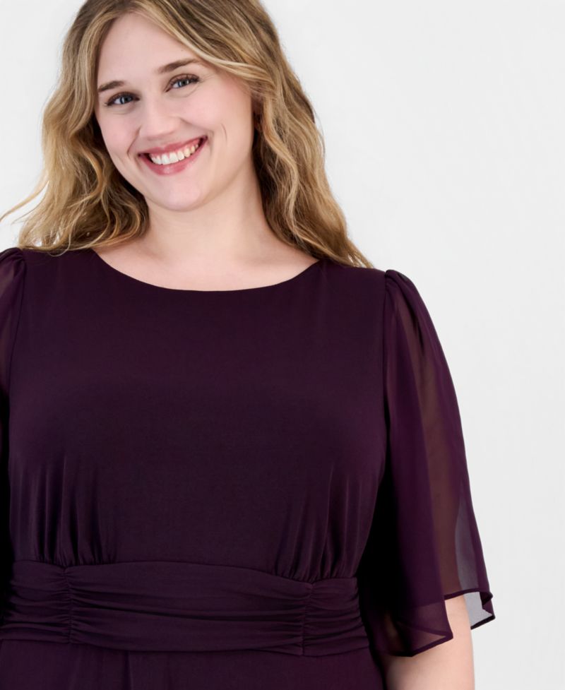 Petite Flutter-Sleeve Midi Dress