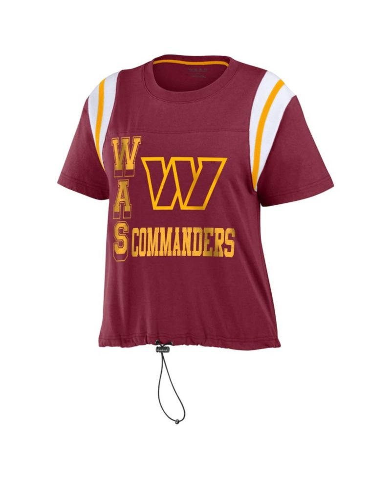 Women's Burgundy Washington Commanders Cinched Color Block T-Shirt