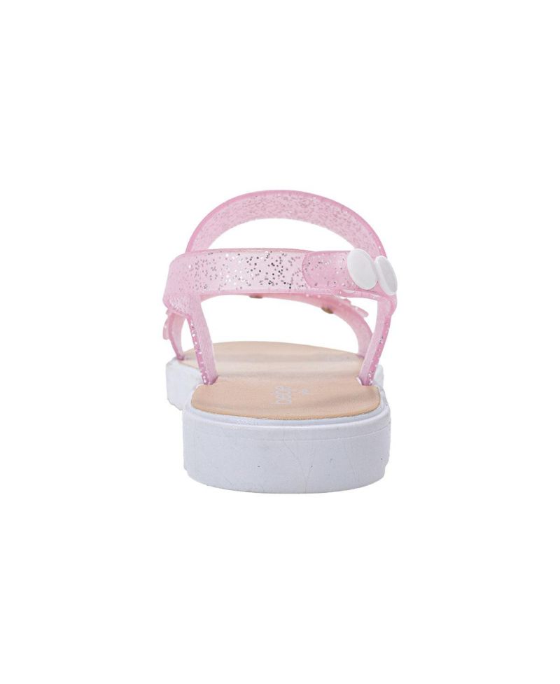 Girls PCU sandal with Glitter Flower snd RS
