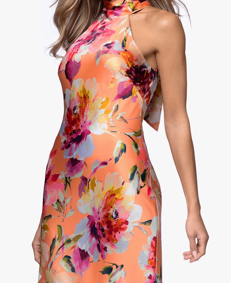 Women's Printed High-Neck Maxi Dress