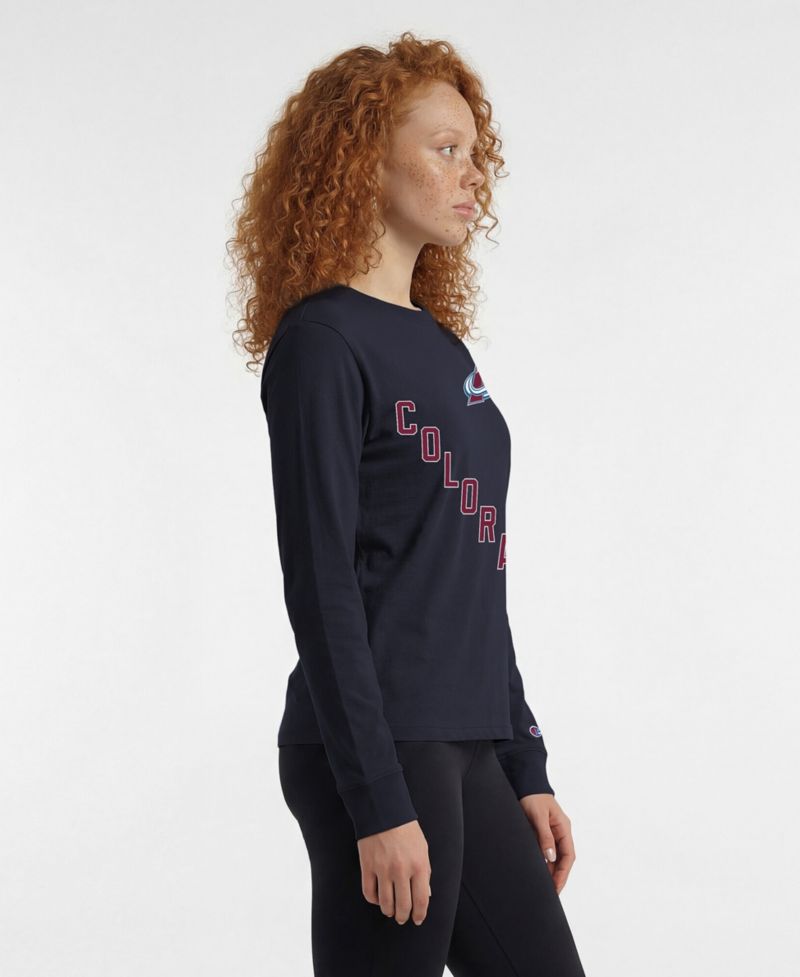 Women's Navy Colorado Avalanche 2-Hit Long Sleeve T-Shirt