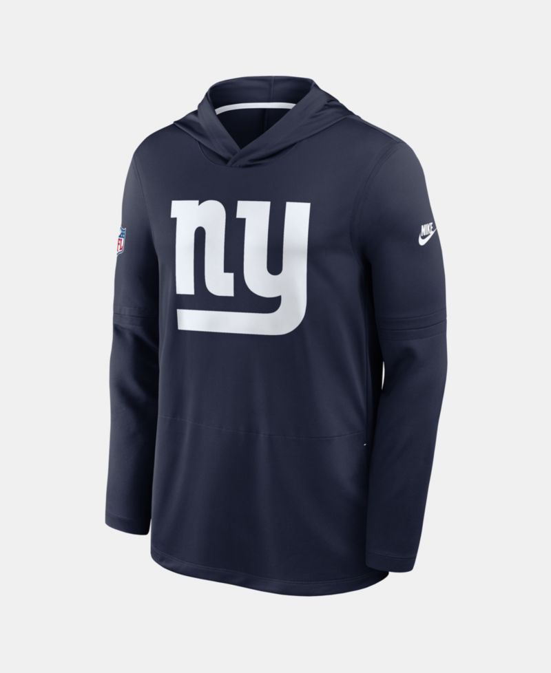 Men's Navy New York Giants Sideline Dri-FIT Long Sleeve Hooded T-Shirt