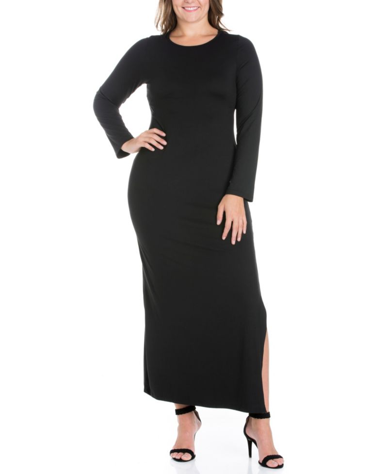 Women's Plus Size Side Slit Fitted Maxi Dress