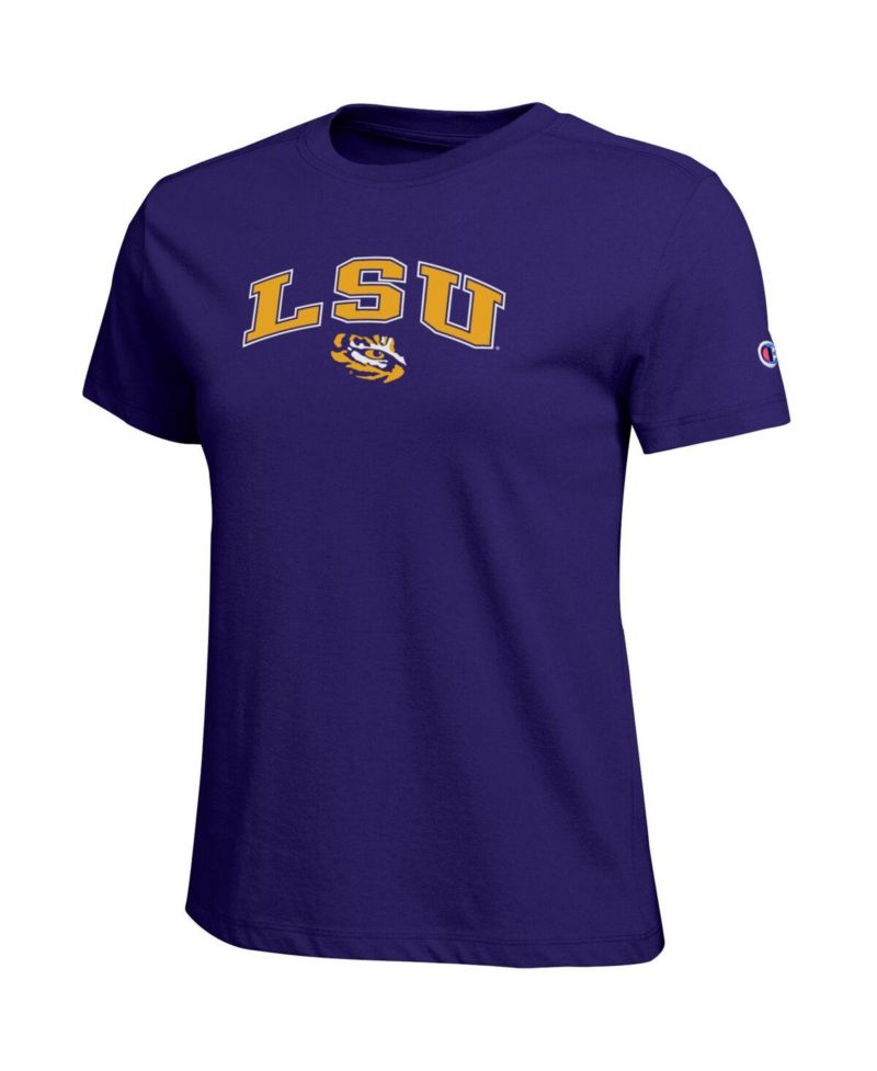 Women's Purple LSU Tigers Arched Over Logo T-Shirt