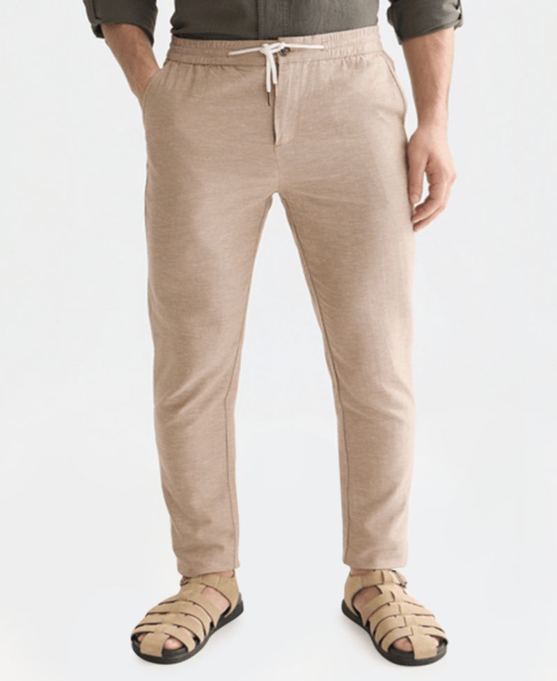 Men's Straight-Fit Cotton-Linen Blend Pants