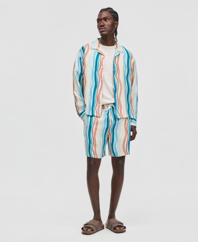 Men's Wave Stripe Long Sleeve Shirt