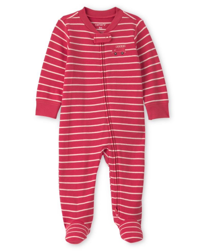 Baby Boy's Firetruck Striped 2-Way Zip Sleep & Play