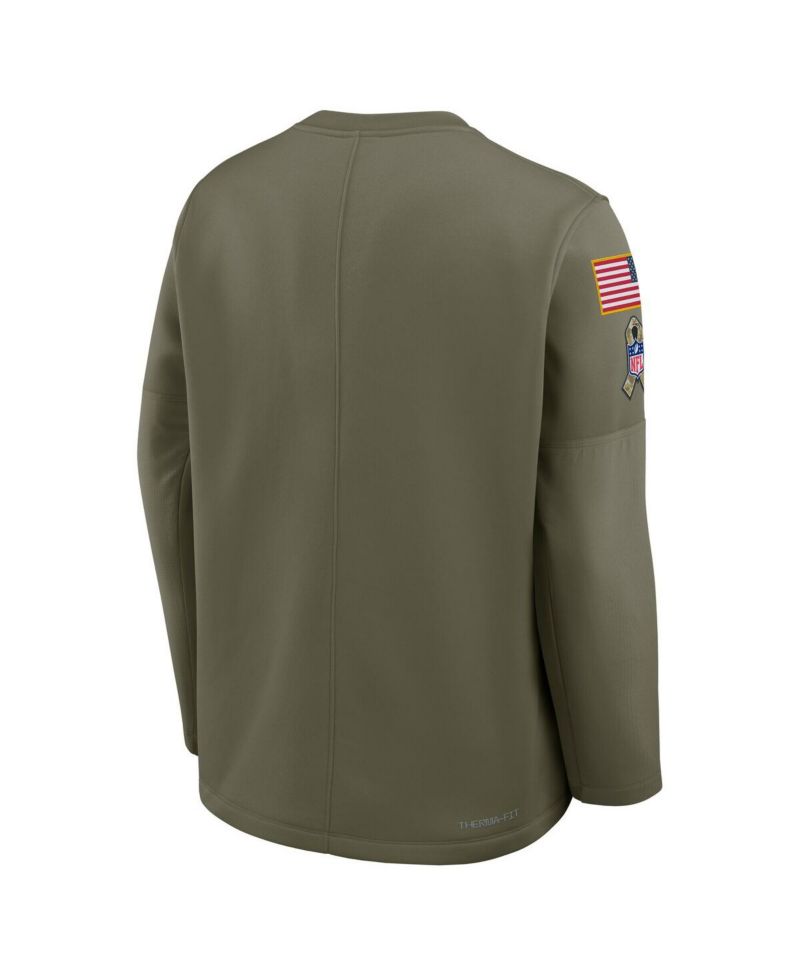 Men's Olive Cleveland Browns 2025 Salute to Service Sideline Coaches Therma-FIT Long Sleeve T-Shirt