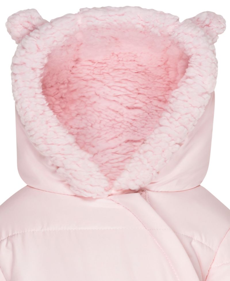 Baby Girls' Embroidered Cat Hooded One-Piece Snowsuit