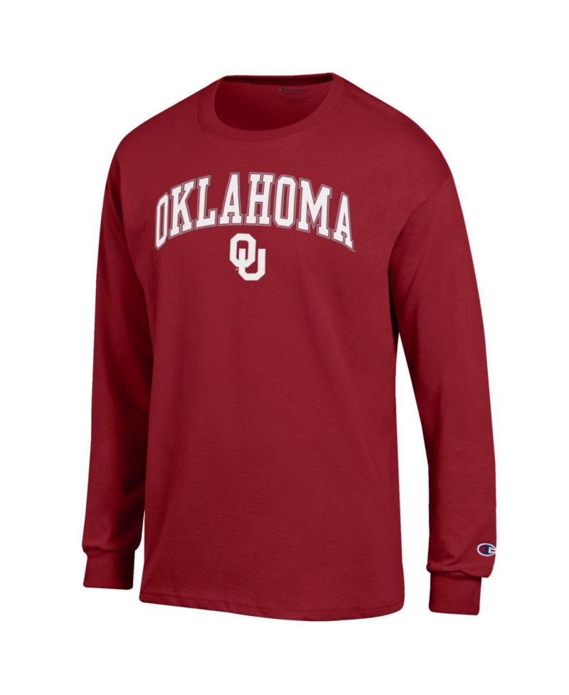 Men's Crimson Oklahoma Sooners Arch Over Logo Long Sleeve T-Shirt