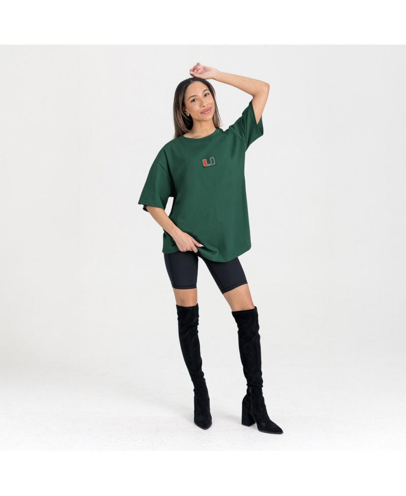 Women's Green Miami Hurricanes Oversized Back at Ya T-Shirt