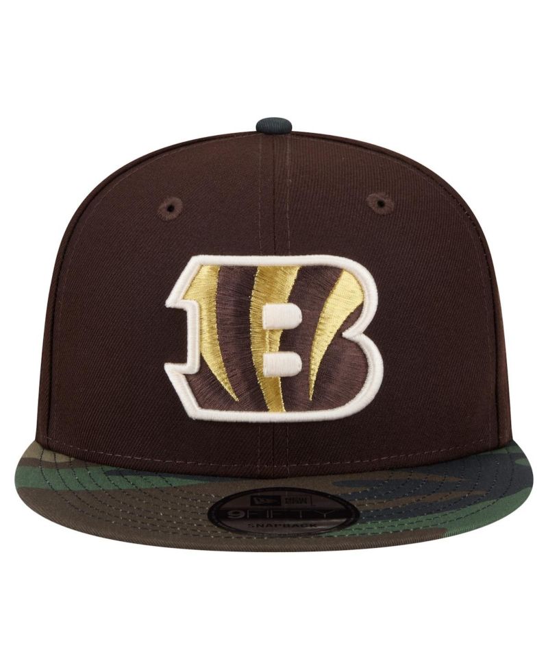 Men's Dark Brown Cincinnati Bengals Burnt Wood Camo 9FIFTY Snapback Hat