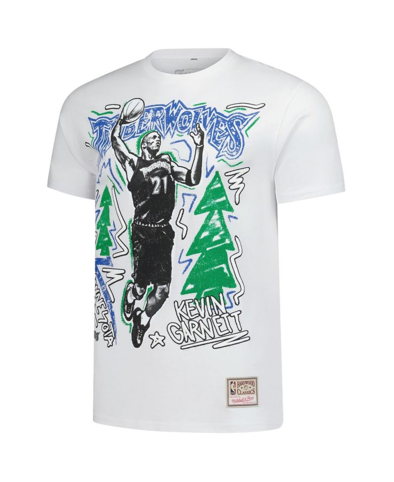 Men's Kevin Garnett White Minnesota Timberwolves Hardwood Classics Chalked Up T-Shirt