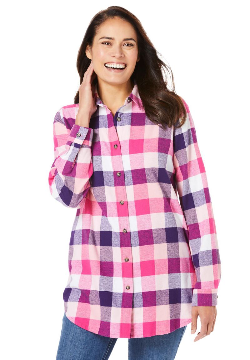 Plus Size Within Plaid Double-Brushed Cotton Flannel Shirt