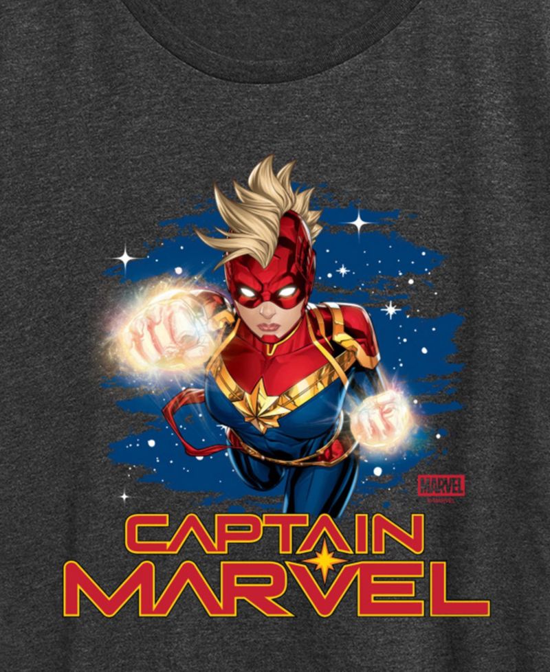 Plus Size Captain Marvel Space Logo Short-Sleeve Graphic T-Shirt