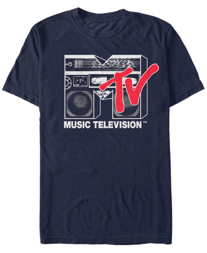 Men's Logo 80's Style Black and White Boombox Short Sleeve T- shirt