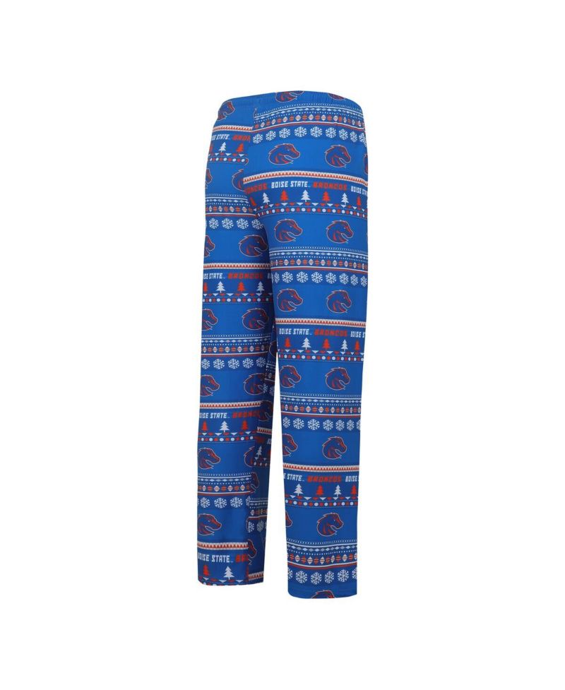 Men's Royal Boise State Broncos Swivel Long Sleeve T-shirt and Pants Sleep Set