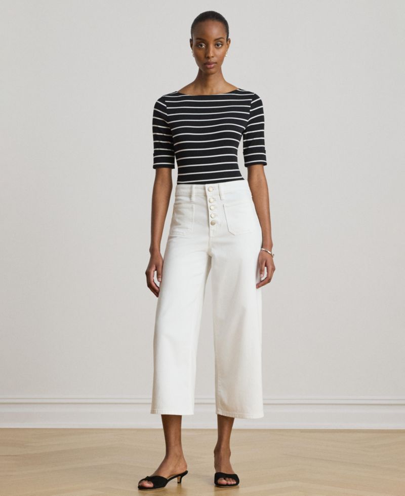 Women's Striped Boat Neck Top