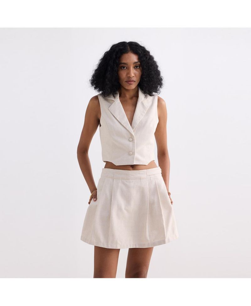 Women's Cropped Cotton Tweed Vest