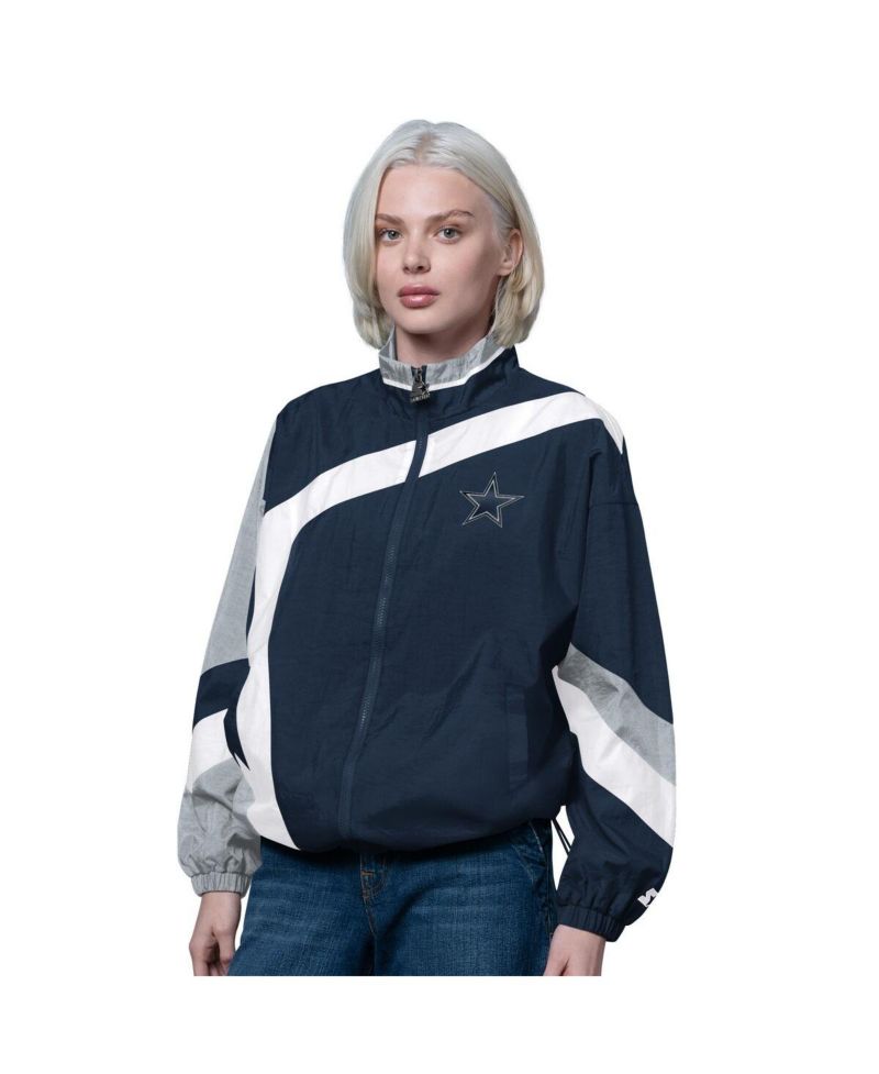 Women's Navy/Silver Dallas Cowboys 1st Quarter Full-Zip Windbreaker Jacket