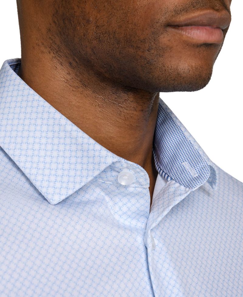 Men's Spread Collar Slim-Fit Performance Stretch Comfort Dress Shirt